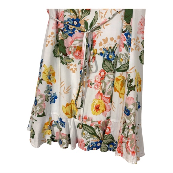 Anthropologie Indikah summer floral wrap dress with short flutter sleeves size 8 - Picture 5 of 7